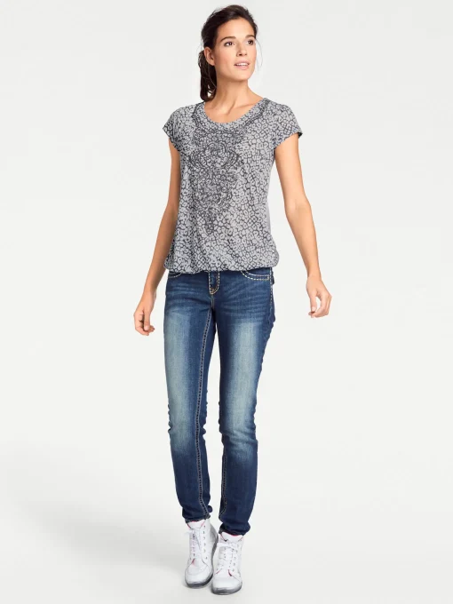Kurzarmshirt mit Transparenz-Effekt