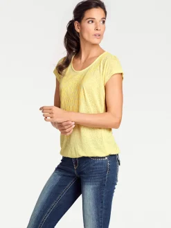 Kurzarmshirt mit Transparenz-Effekt