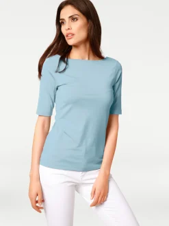 Kurzarmshirt mit V-Ausschnitt hinten