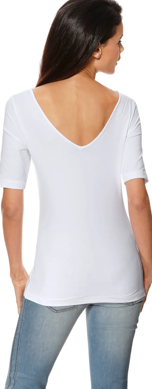 Kurzarmshirt mit V-Ausschnitt hinten