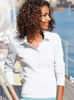 Langarm-Poloshirt in reiner Baumwoll-Qualität