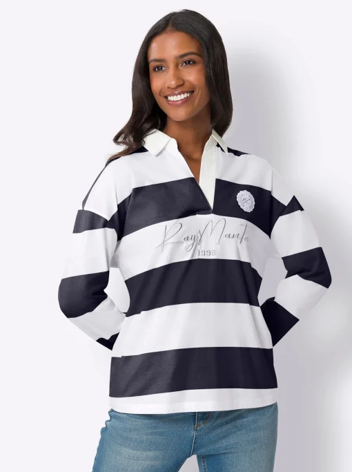 Langarm-Poloshirt mit Streifen