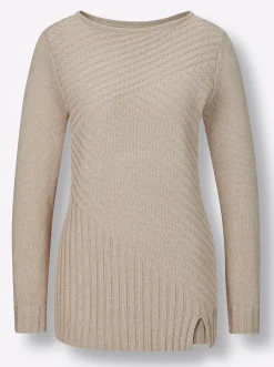 Langarm-Pullover in Rippenstrick