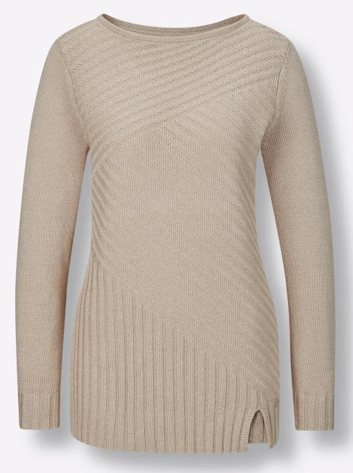 Langarm-Pullover in Rippenstrick