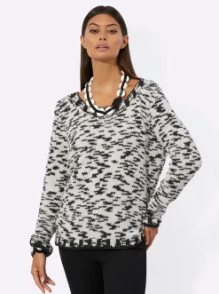 Langarm-Pullover mit Effektgarn