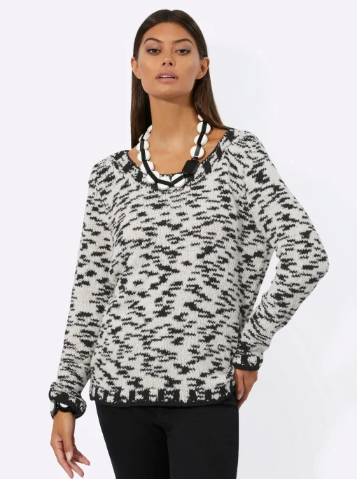 Langarm-Pullover mit Effektgarn