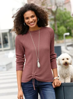 Langarm-Pullover mit Raffung am Saum