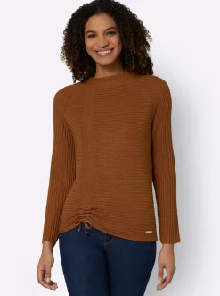 Langarm-Pullover mit Raffung am Saum