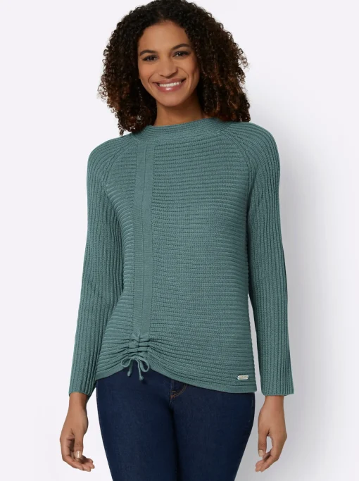Langarm-Pullover mit Raffung am Saum