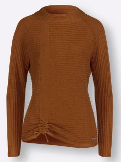 Langarm-Pullover mit Raffung am Saum