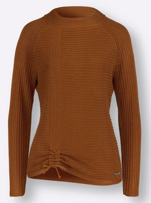 Langarm-Pullover mit Raffung am Saum
