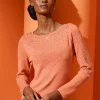 Langarm-Pullover mit silberglänzenden Steinchen