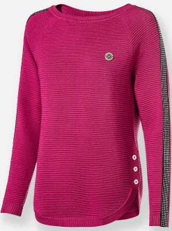 Langarm-Pullover mit Zierknöpfen