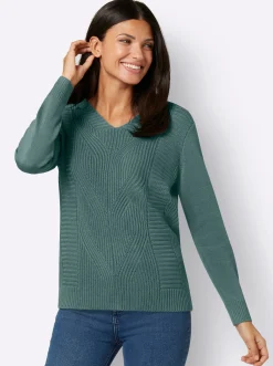Langarm-Pullover mit Zopfmuster