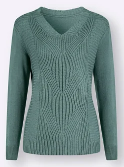Langarm-Pullover mit Zopfmuster