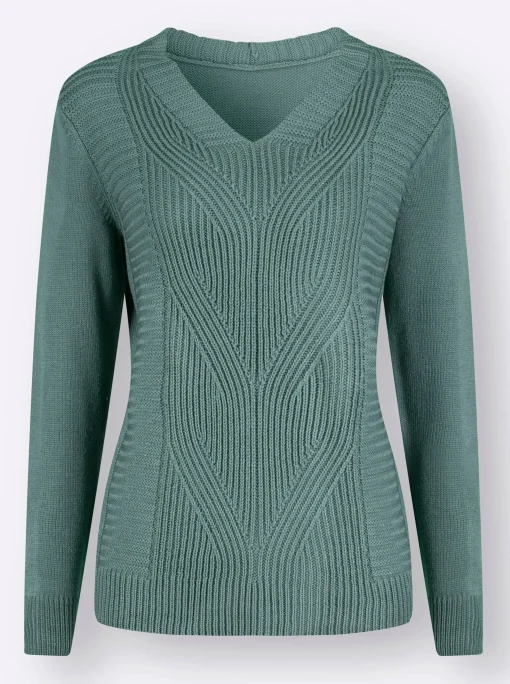 Langarm-Pullover mit Zopfmuster
