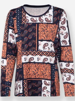 Langarmshirt im Patchwork-Dessin