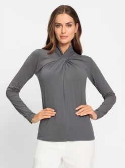 Langarmshirt mit drapierten Falten