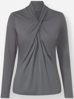 Langarmshirt mit drapierten Falten