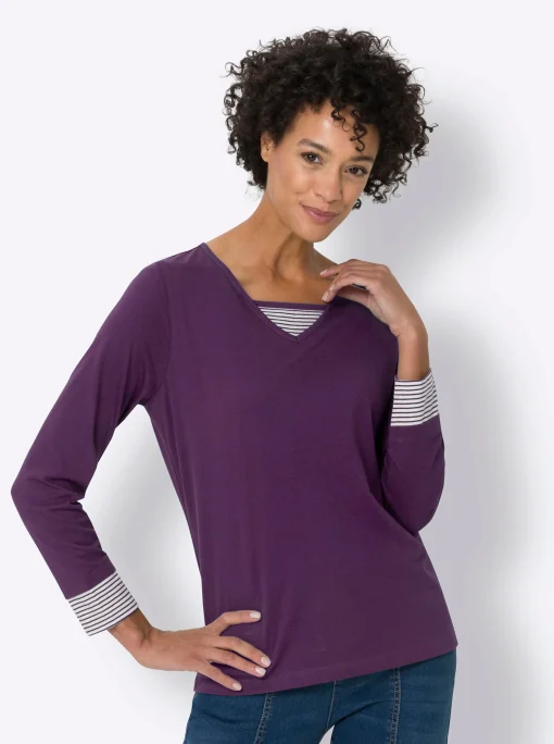 Langarmshirt mit garngefärbten Streifen