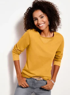 Langarmshirt mit garngefärbten Streifen
