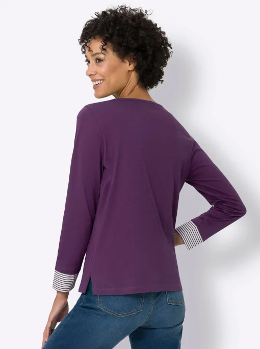 Langarmshirt mit garngefärbten Streifen