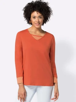 Langarmshirt mit garngefärbten Streifen