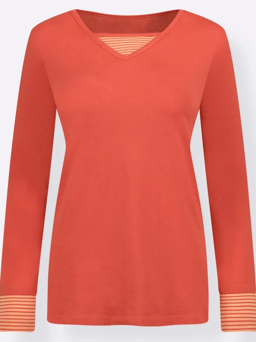 Langarmshirt mit garngefärbten Streifen