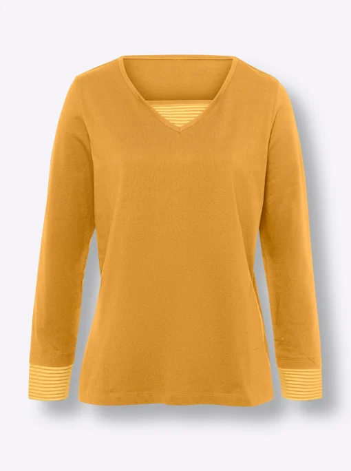 Langarmshirt mit garngefärbten Streifen