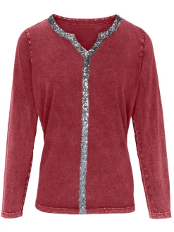 Langarmshirt mit Glitzerband