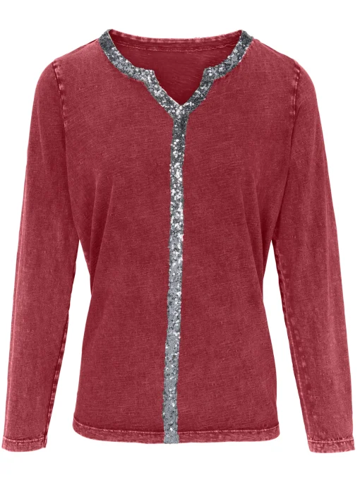 Langarmshirt mit Glitzerband