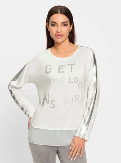 Langarmshirt mit glänzendem Streifen
