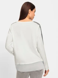 Langarmshirt mit glänzendem Streifen