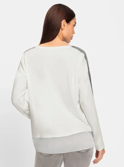 Langarmshirt mit glänzendem Streifen