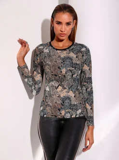 Langarmshirt mit kontrastfarbiger Paspel