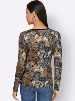 Langarmshirt mit kontrastfarbiger Paspel