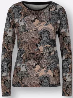 Langarmshirt mit kontrastfarbiger Paspel
