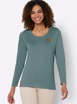 Langarmshirt mit Lederimitat-Emblem