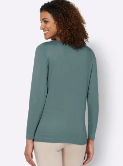 Langarmshirt mit Lederimitat-Emblem