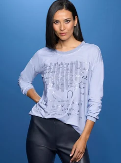 Langarmshirt mit Metallic-Effekt