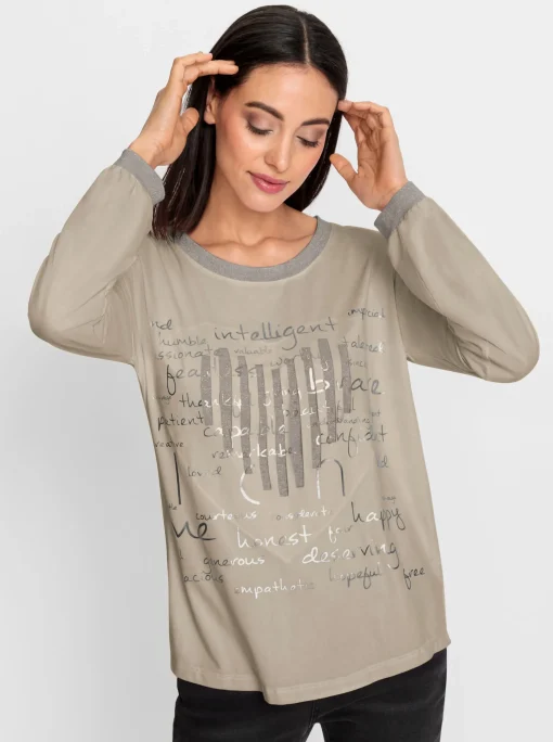 Langarmshirt mit Metallic-Effekt