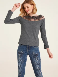 Langarmshirt mit Spitze