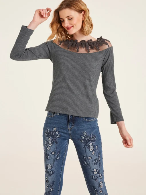 Langarmshirt mit Spitze