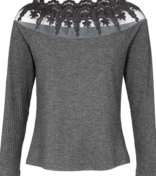 Langarmshirt mit Spitze