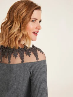 Langarmshirt mit Spitze