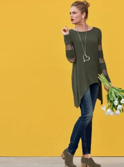 Langarmshirt mit transparenten Einsätzen