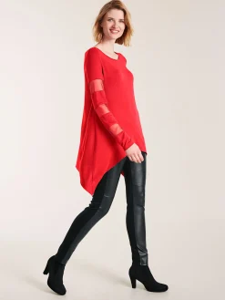 Langarmshirt mit transparenten Einsätzen
