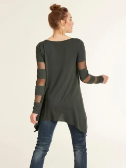Langarmshirt mit transparenten Einsätzen
