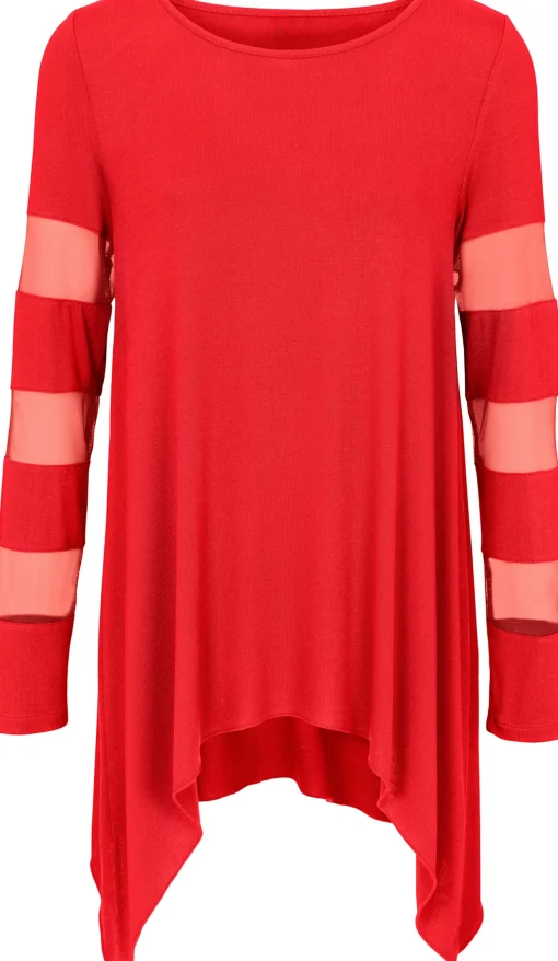 Langarmshirt mit transparenten Einsätzen