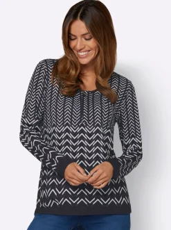 Langarmshirt mit Zick-Zack-Muster